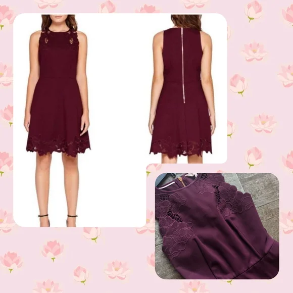 TED BAKER LONDON EMMONA Floral Embroidered Skater Dress - Picture 1 of 9